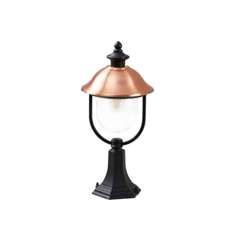 Lindby Außenleuchte (Laterne) Clint (spritzwassergeschützt (Retro, Vintage Antik) in Kupfer aus Aluminium (1 flammig E27) - Wegeleuchte Pollerleuchte Wegelampe Sockelleuchte