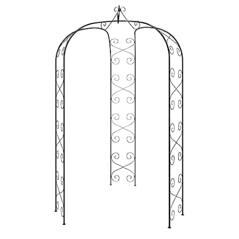 vidaXL Gartenbogen, Rosenbogen mit Stahlrahmen, Pulverbeschichtet Rankhilfe Torbogen, Rosenspalier Rosenranke, Schwarz 120x38x260cm Stahl