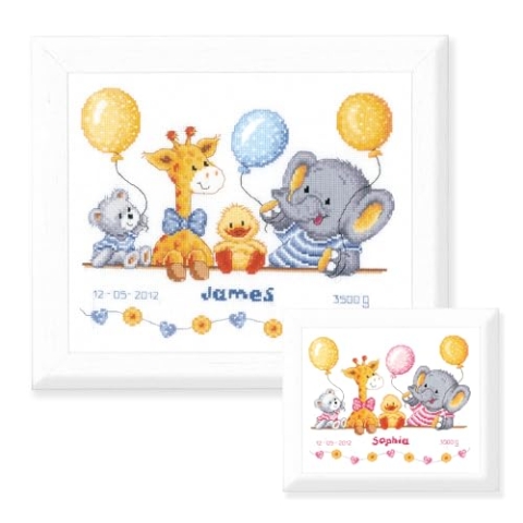 VERVACO Gezählter Kreuzstich Stickpackungen Stickset Baby Geburt Geburt Fest II Wanddekoration Handarbeit Set für Erwachsene Kreatives Handwerk ca. 27 x 22 cm Geburt Geschenk Hausdeko