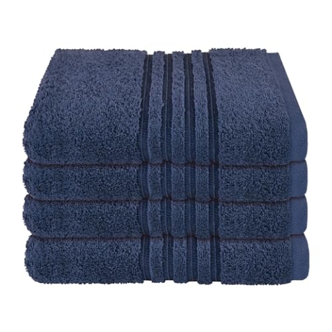Schiesser Frottier Handtuch Milano im 4er Set | 100% Baumwolle aus nachhaltiger Produktion | weich, saugstark, farbecht | 50x100cm | Dunkelblau