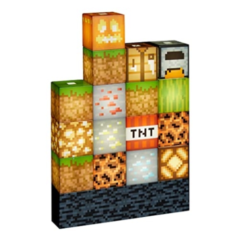 Minecraft Baustein-Lampe - Offiziell lizenziertes Merchandise, Baustein-Nachtlicht, Geschenk für Jungs, Gaming-Zimmerzubehör & Dekoration