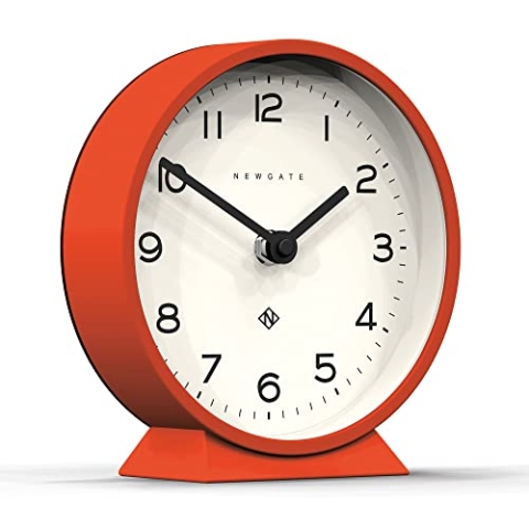 NEWGATE® M Leise Kaminuhr - 'Kein Ticken' - Eine Kaminuhr - Kleine Kaminuhr - Minimalistisches Zifferblatt - (Kürbisorange)