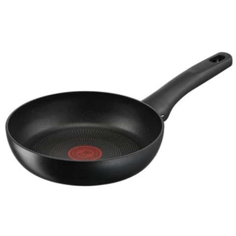 Tefal G28802 Hard Titanium On Bratpfanne 20 cm | Aluminium | unbedenkliche Antihaftversiegelung | Thermo-Signal Temperaturanzeiger | für alle Herdarten geeignet | induktionsgeeignet | Schwarz