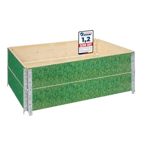 Garronda Holzaufsatzrahmen mit Print – Hochbeete für Pflanzen Blumen Kräuter Obst und Gemüse Aufbewahrungskiste aus Holz mit dekorativem Druck GD-0075 (120x80x20 cm, Blatt mit Hintergrund, 2St)