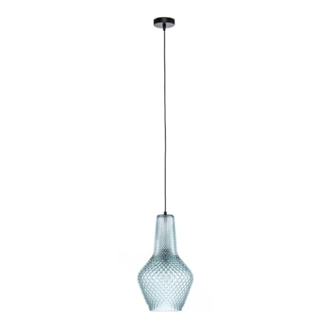 Lindby Pendelleuchte Drakar (Retro, Vintage Antik) in Blau aus Glas (1 flammig E27) - Hängelampe Esstischlampe Hängeleuchte Wohnzimmerleuchte