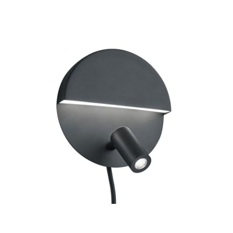 Trio Leuchten LED Wandleuchte Mario 222370232, Metall Schwarz matt, inkl. 6 Watt LED + 2,3 Watt LED