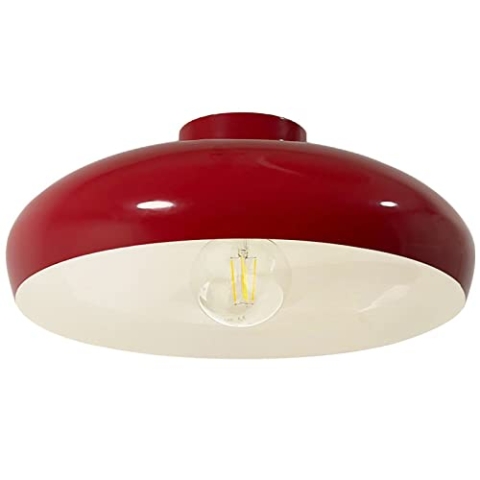 bamyum Deckenlampe Rot Weiß, Androa, Küchenlampe Ø40 cm 1 flammig, Deckenleuchte Rot Weiß E27, Küchenlampe Deckenleuchte Vintage, Deckenlampe Wohnzimmer, Deckenlampe Retro Vintage Schlafzimmer