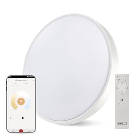 EMOS GoSmart Deckenleuchte 45W weiß, intelligente Panelleuchte für Innen, rund 50cm, 2700 lm, dimmbar, einstellbare Lichtfarbe, steuerbar mit Fernbedienung oder App, kompatibel mit Amazon Alexa