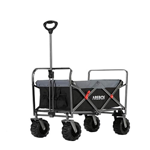 Arebos Bollerwagen faltbar | Handwagen | Faltwagen | Gerätewagen | klappbar | bis 100 kg Tragkraft | Wasser- & schmutzabweisend | Schwarz