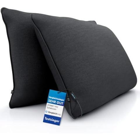 Sofakissen mit Füllung und Bezug - Sofakissen Groß 40x60 cm - Couchkissen Schwarz 2er Set viel Füllung – OekoTex zertifizierte Zierkissen Sofa & Couch – Bequeme Dekokissen Wohnzimmer, Schlafzimmer