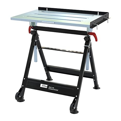 Güde Mobiler Schweißklapptisch MSKT 760 (Verzinkte Arbeitsplattform (76 x 51 cm), 150 kg max. Gewichtsbel., 4-fach höhenverstellbar, Beids. 90° schwenkbar, Werkzeugleiste, Transportrollen & Handgriff)