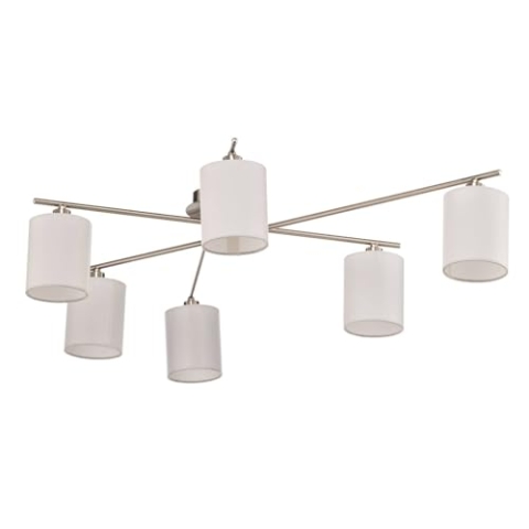 Lindby Deckenlampe Pellinora (Modern) in Alu aus Metall (6 flammig, E14) - Textil Deckenleuchte Lampe Wohnzimmerleuchte