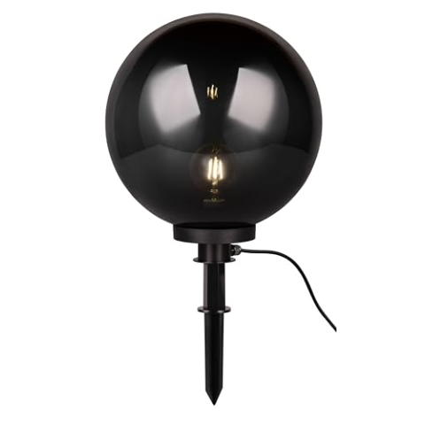 Reality Leuchten Außen Erdspießleuchte Bolo R57044054, Kunststoff Schwarz matt, Schirm Kunststoff rauchfarbig, exkl. 1x E27