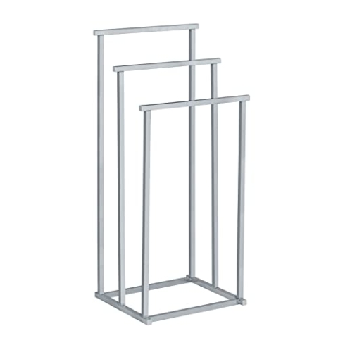 WENKO Handtuchbutler Quadro mit 3 Stangen - Kleiderbutler, stufenförmig, Vierkantrohr, Edelstahl rostfrei, 38 x 84.5 x 32.5 cm, Glänzend