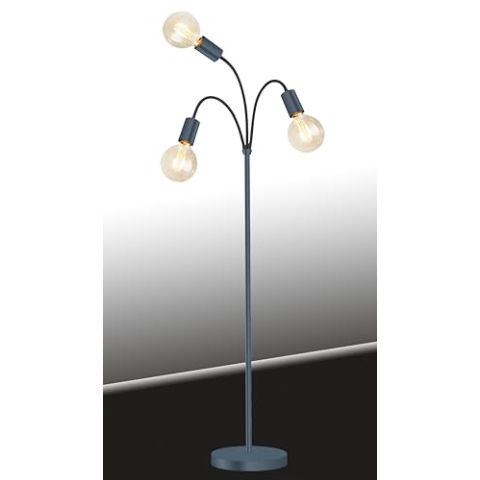 Trango 3-flg 1531A-SD Stehlampe *EARTH* in Schwarz matt inkl. 3x 4W 3-Stufen dimmbar E27 LED Leuchtmittel 2500K Gold-warmweiß ca. H1550mm 3 Lampenarmen schwenkbar Stehleuchte, Bürolampe, Standlampe