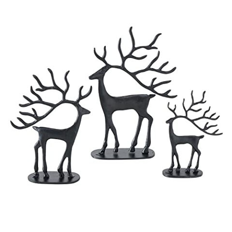 Bloominghome Deko Hirsch Aufsteller Metall 3-teilig schwarz