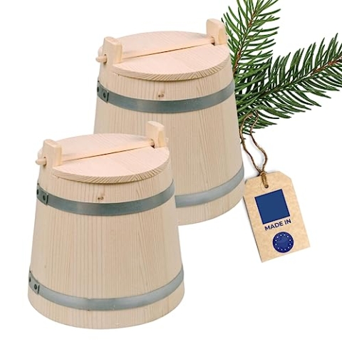 2X HOFMEISTER® Gurkentopf mit Deckel, 8 Liter, plastikfrei Einlegen & Fermentieren von Gurken, Gemüse & Sauerkraut, robuster Gärtopf mit Gärdeckel