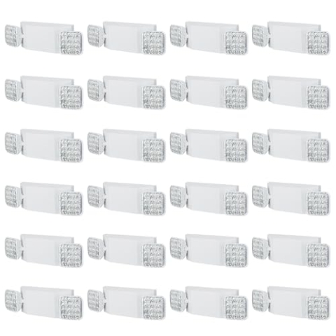 VEVOR 24er-Pack kommerzielle Notbeleuchtung, 3 W, weiße LED-Notausgangsbeleuchtung mit 180-Minuten-Backup-Batterie, verstellbarer 2-LED-Quadratkopf, Decken- oder Wandmontage für Stromausfälle