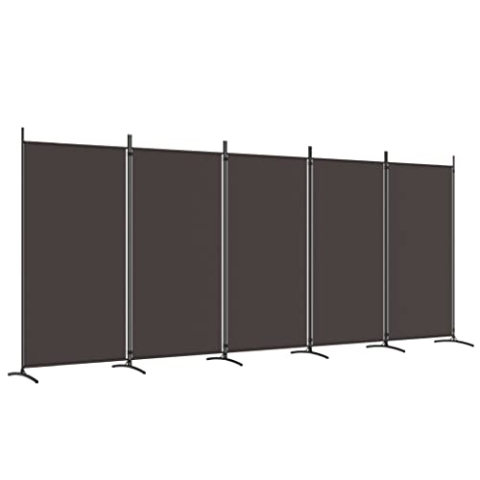 vidaXL Paravent 5-TLG. Raumtrenner Raumteiler Trennwand Umkleide Sichtschutz Spanische Wand Wohnzimmer Schlafzimmer Braun 433x180cm Stoff