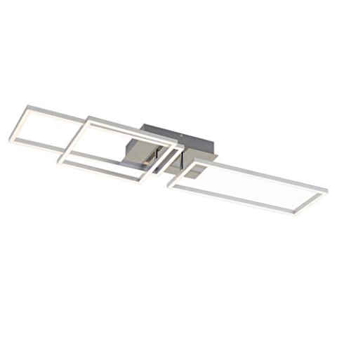 BRILONER Leuchten - LED Deckenleuchte, Deckenlampe dimmbar, inkl. Memoryfunktion, 2 LED-Module drehbar, 43,8 Watt, 3.300 Lumen, 3.000 Kelvin, Chrom-Alu, 928x260x96mm (LxBxH), 3136-018