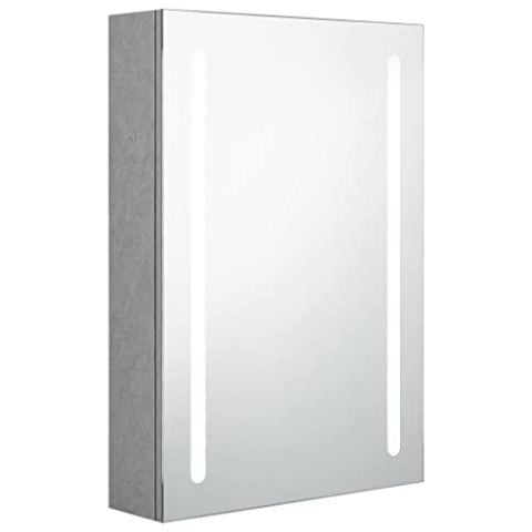 vidaXL LED Bad Spiegelschrank Badezimmerspiegel Badspiegel Spiegel Badschrank Badezimmerschrank Hängeschrank Wandschrank Betongrau 50x13x70cm