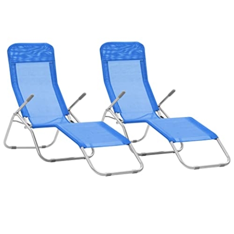vidaXL 2X Sonnenliege Klappbar Blau Gartenliege Strandliege Relaxliege Liege