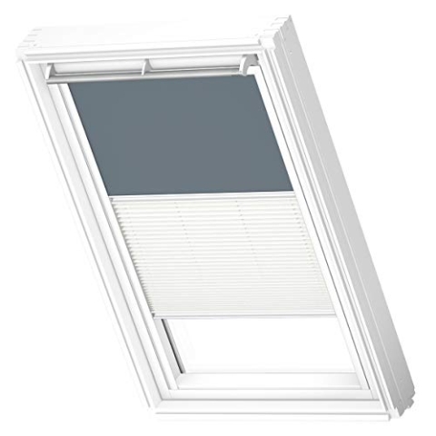 VELUX Original Dachfenster Duo Verdunkelungsrollo für SK06, Blaugrau, mit weißer Führungsschiene
