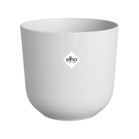 elho Jazz Round 35 cm blumentopf - Großer Pflanzentopf für den Innenbereich - 100% recycelter Kunststoff - Einzigartige Struktur - Weiß/Seidenweiß