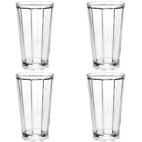Serax Longdrink-Trinkgläser Set mit 4 Gläsern | Oberflächen-Glaswaren von Sergio Herman | klare Wasserglasbecher ohne Deckel | Home Essentials, Küchenset | geeignet für Bier, Saft, Kaffee