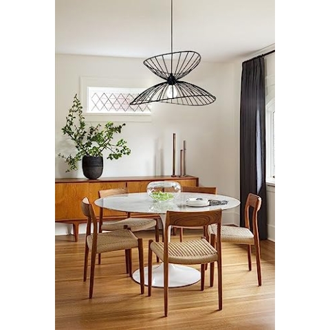 bamyum Vertigo Lampe 100% Metall Hängelampe Schwarz Ø50 cm 1 flammig, Küchenlampe Hängend Schwarz, Lampenschirm Wohnzimmer, Pendelleuchte Esstisch
