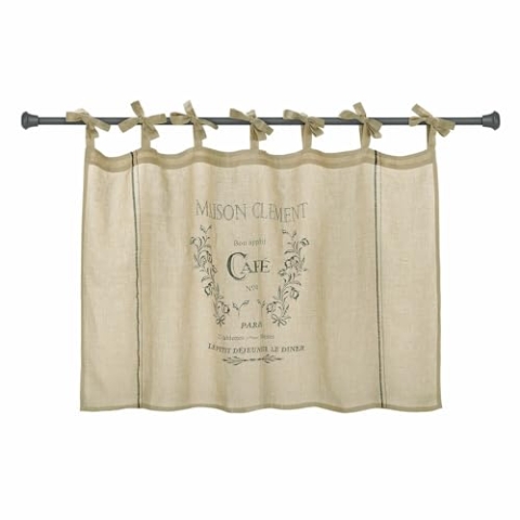 Loberon Scheibengardine Girest, Edler, Französischer Print, Authentische Nostalgie, Vorhang, Sichtschutz, Fensterdekoration, Leinen, beige