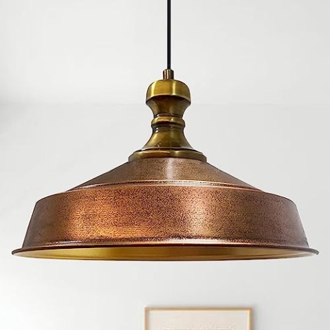bamyum Asletl-Knob Hängelampe Industrial Vintage Ø41 cm, Küchenlampe Hängend Vintage, Pendelleuchte Esstisch Vintage, Hängelampe Esstisch, Wohnzimmerlampe Pendelleuchte Kupferfarbe Metall, Küchenlampe