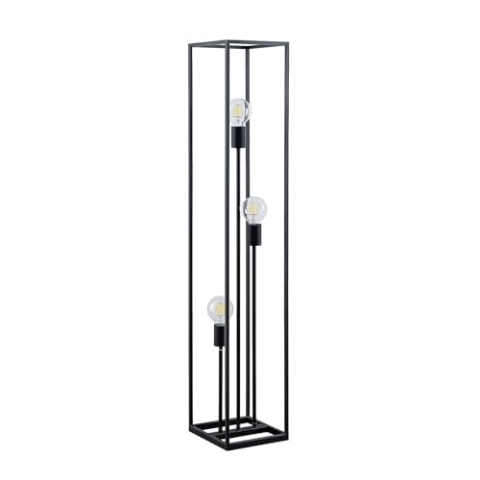 Lindby Stehlampe Wohnzimmer, Stehleuchte schwarz Metall Ecklampe 3x E27 Leuchtmittel Leselampe Standleuchte Wohnzimmerlampe Standlampe
