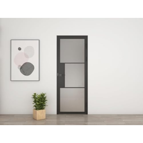 inova Glastür satiniert Komplettset 830x2115mm DIN rechts Türschloss Drehtür mit Beschlag und Zarge