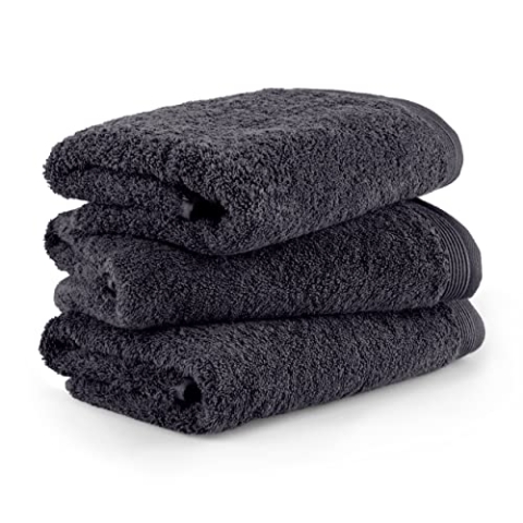 Möve Superwuschel Handtuch-Set, Made in Germany, 100% Baumwolle, Dark Grey, 3 Handtücher 50 x 100 cm