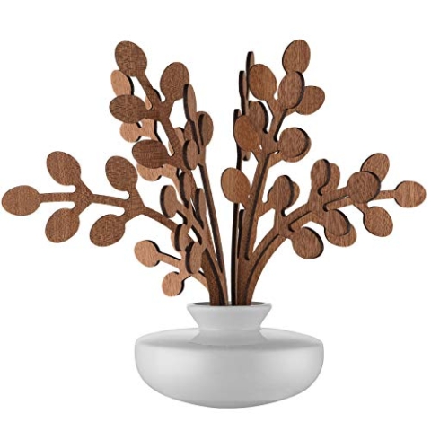 Alessi The Five Season MW64 1S W Duft-Blattdiffusor aus Porzellan, Blätter aus Mahagoni, Weiss, Mahagoniholz, Einheitsgröße