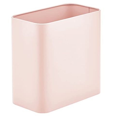 mDesign Kleiner Metall-Abfalleimer für Badezimmer, Mini-Mülleimer für Haupt- oder Gästebad, Schlafzimmer, Garage, Waschküche oder Spielzimmer, 9 l, Hellrosa/Hellrot, 1 Stück