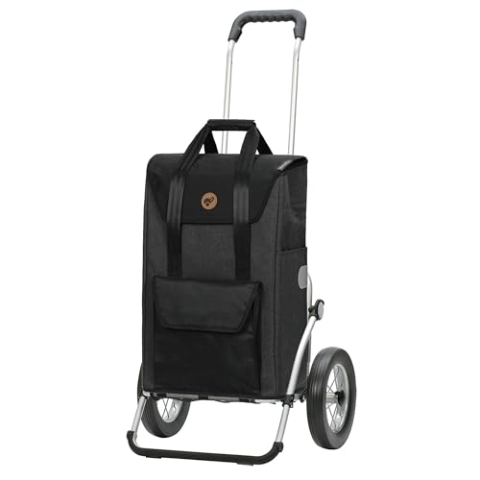 Andersen Einkaufstrolley Royal mit Metallspeichenrad und Einkaufstasche Senta schwarz 49 Liter