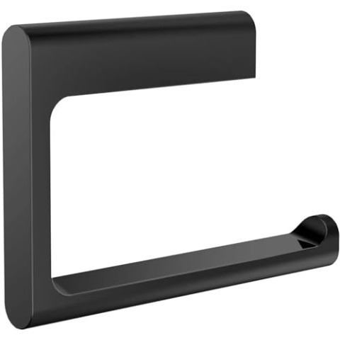 EMCO Flow Toilettenpapierhalter zur Wandmontage, markanter Papierhalter ohne Deckel, hochwertige WC Papier Halterung aus Metall, schwarz matt