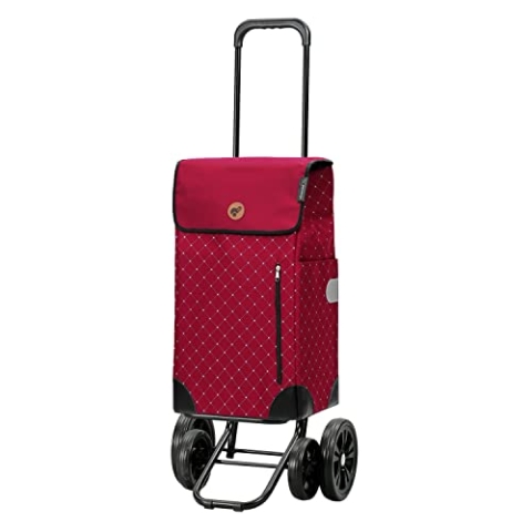 ANDERSEN Einkaufstrolley - Quattro Shopper Sofia rot 43 L einkaufen, groß, höhenverstellbar, leise Räder, multifunktional, Räder abnehmbar