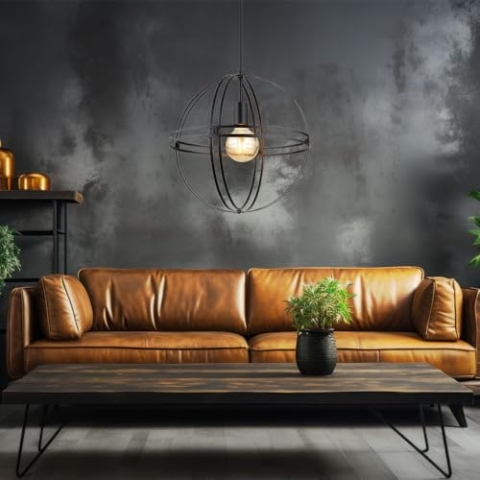 GLOBO Hängeleuchte Deckenlampe Pendellampe Designleuchte Metall Kugel Schwarz D 40 cm
