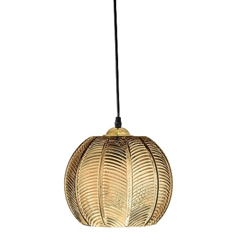 Bloomingville Hängeleuchte Adar, Farbe Braun, aus Glas, D22xH20 cm, 40 W, Kabellänge 250 cm, Größe Leuchtmittel E27, Lampe, 82069076