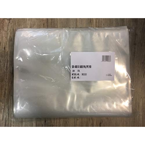 Allfo 500 glatte Vakuumbeutel Siegelrandbeutel Gefrierbeutel 400 x 600mm, PVC-frei, BPA-frei, Phthalatfrei, Wegwerfbar, Mehr-Schicht-Verbundfolie-Konstruktion, Klar, PA/PE 90 µm