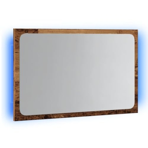 vidaXL Badspiegel mit LED-Leuchten Altholz-Optik 60x8,5x38 cm, Badezimmerspiegel, Badezimmerspiegel mit LED-Leuchten, Badezimmerspiegel mit LED-Beleuchtung