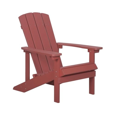Beliani Moderner Muskoka Gartenstuhl in Rot mit Breiten Armlehnen Adirondack