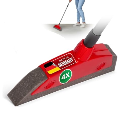 Novaliv 4X Schaumstoffbesen mit Teleskopstiel Auto & Abzieher Friseurbesen Gummi Noppenbesen Hundehaarentferner Parkett Besen für Drinnen Teppichbesen Bodenabzieher Haushaltsbesen Wunderbesen