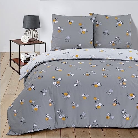 Vision Wende-Bettwäsche Leyla – Bettbezug 260 x 240 cm mit 2 passenden Kissenbezügen 65 x 65 cm – 100 % Baumwolle
