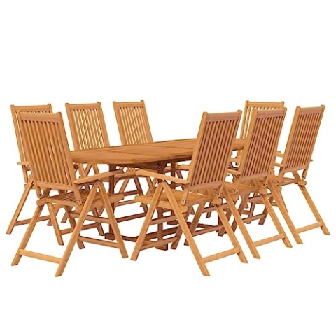 vidaXL Gartenmöbel Set 9-TLG. Gartengarnitur Sitzgruppe Gartenset Sitzgarnitur Gartentisch Esstisch Tisch Stühle Massivholz Akazie