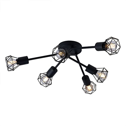 GLOBO RETRO Decken Lampe schwarz Wohn Zimmer Beleuchtung Käfig Spot Strahler Leuchte 54802S-6