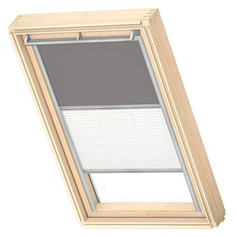 VELUX Original Dachfenster Duo Verdunkelungsrollo für U08, Grau, mit Grauer Führungsschiene